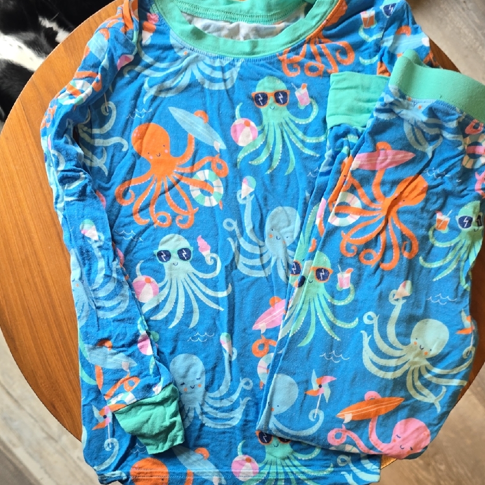 Little Sleepies Aqua and Coral Pajama Set